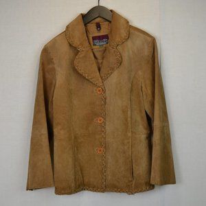Vintage Y2K Suede leather Equestrian Western Jacket Blazer Walnut Brown